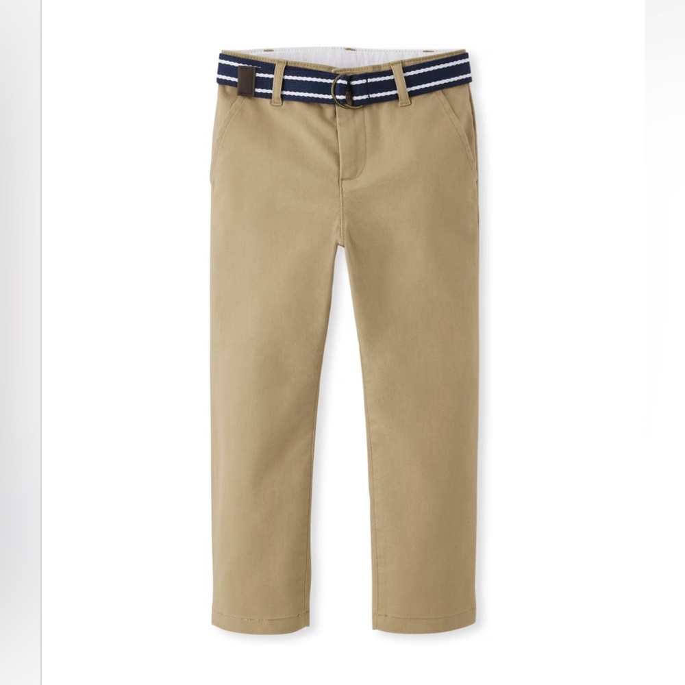 NWT Gymboree Boys Wrinkle Resistant Belted Chino Pants in Sesame, 5T